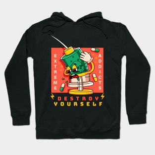 Destroy yourself, depression syringe cartoon Hoodie